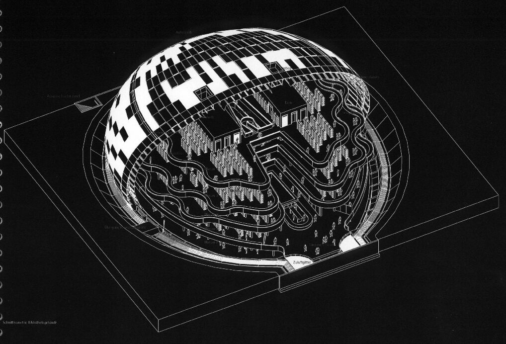 Schnitt-Isometrie der neuen Philologischen Bibliothek der FU von Foster and Partners